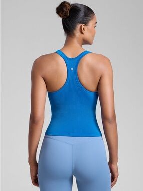 NWT - CRZ YOGA Ribbed  seamless Crop Bra tank top in Madagascar Blue Size Large